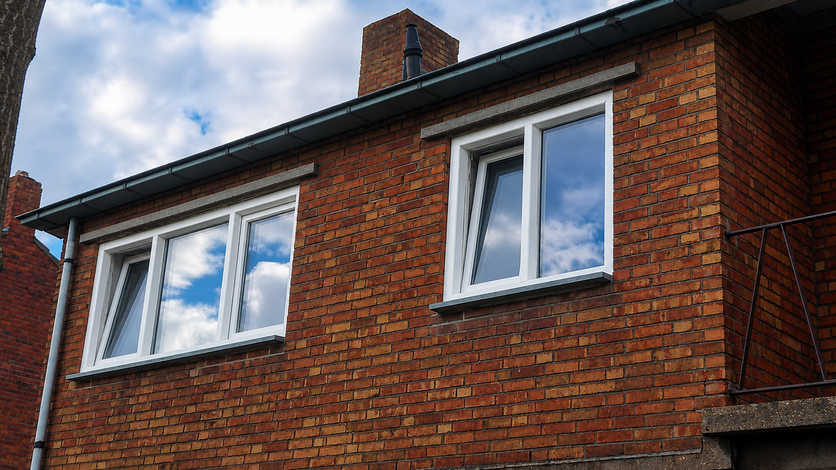 Nieuwe kunststof kozijnen op de verdieping van een woning